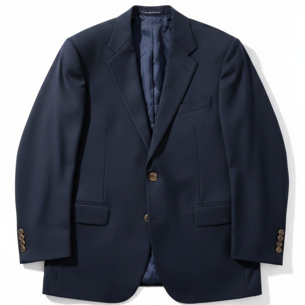 Coppley Navy‎ Blue Wool Blazer, Gold Crest Buttons, Made in Canada, Men's 40S